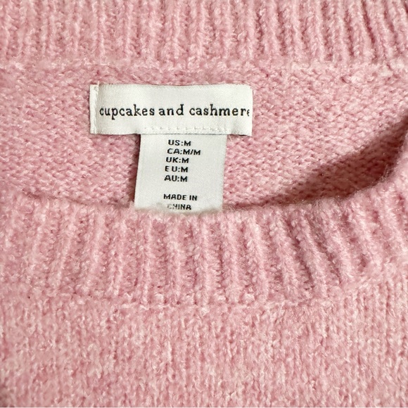 Cupcakes & Cashmere NWT Heart Print Knit Crewneck Sweater in Pink/White Size Med - Picture 10 of 10